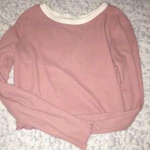 Pink cropped long sleeve shirt